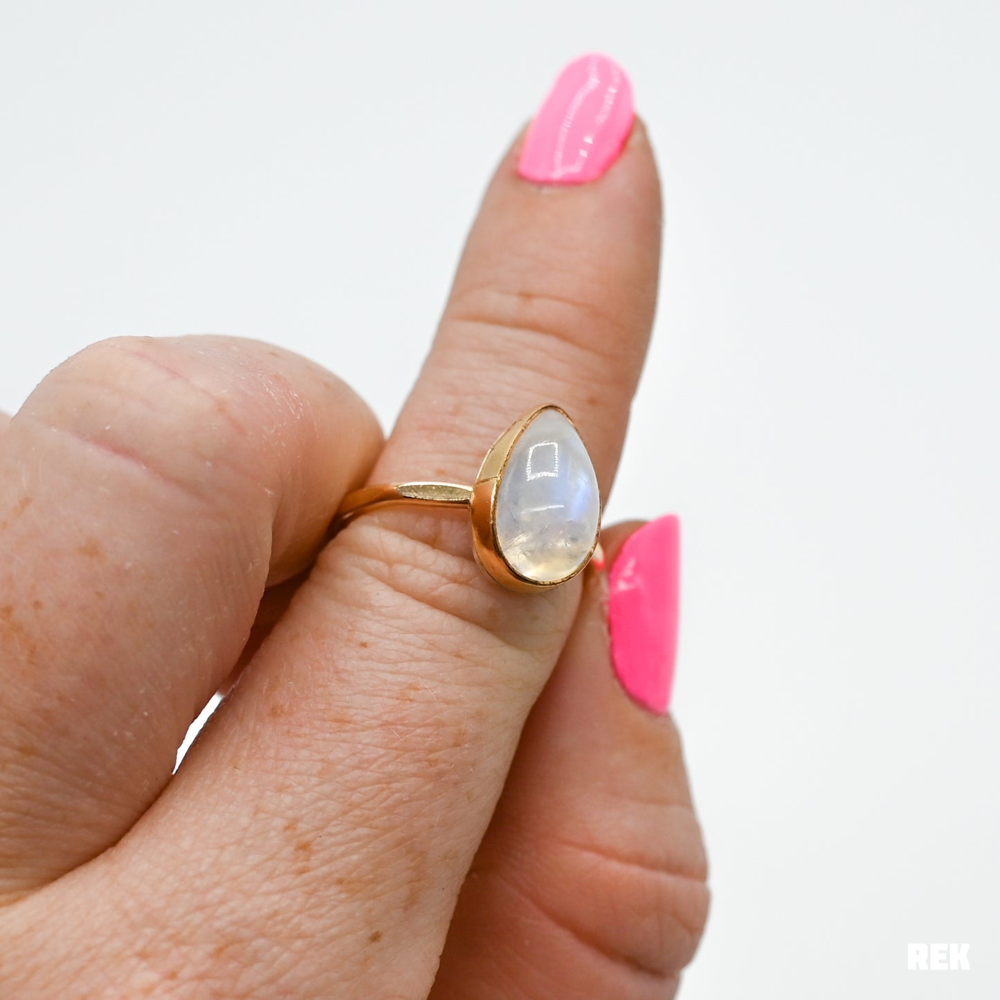 Gold fill rainbow moonstone size 6.5