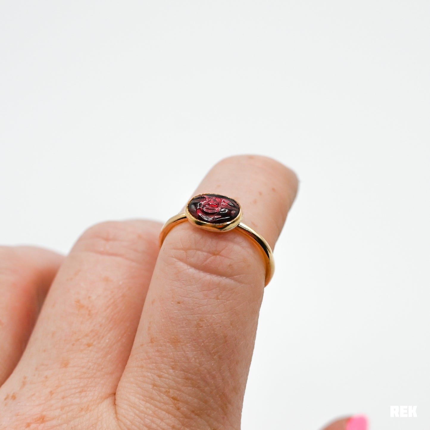 Gold fill garnet face size 7.5