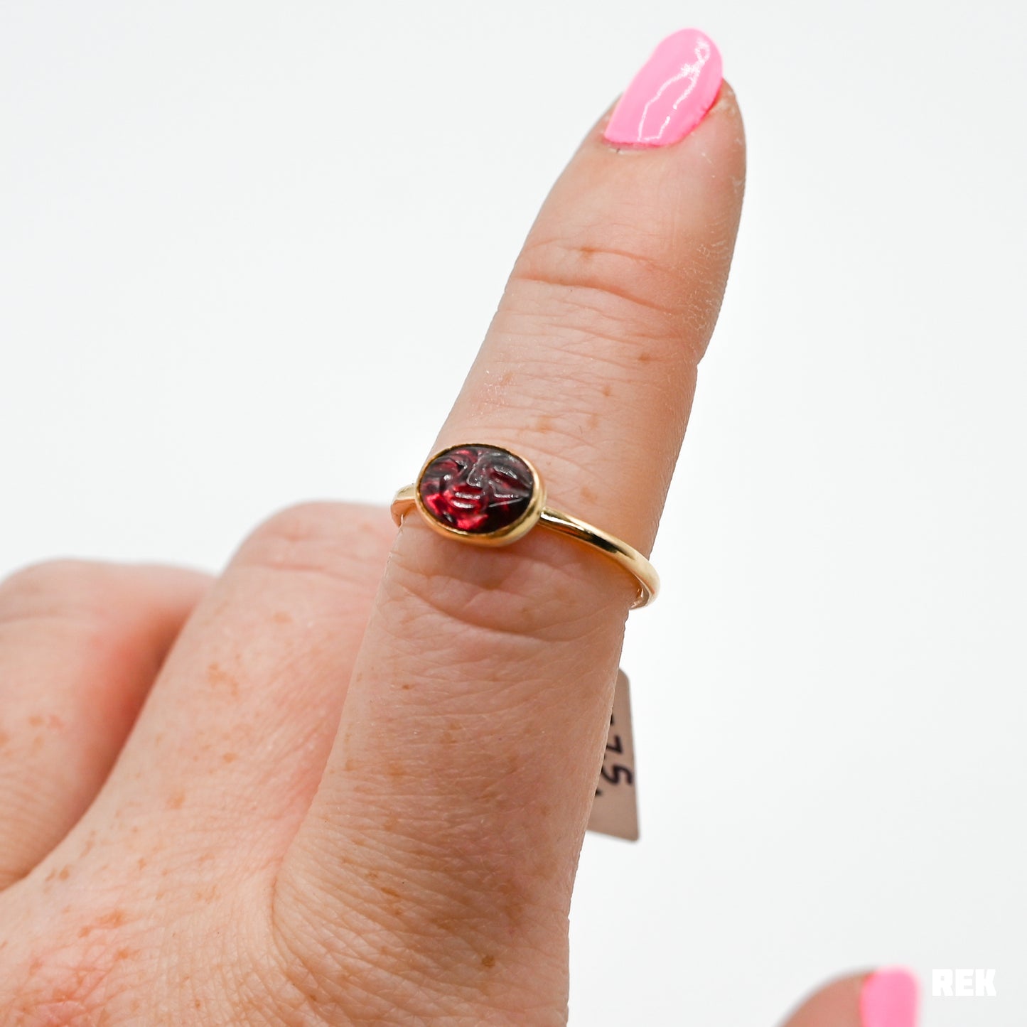 Gold fill garnet face size 7.5