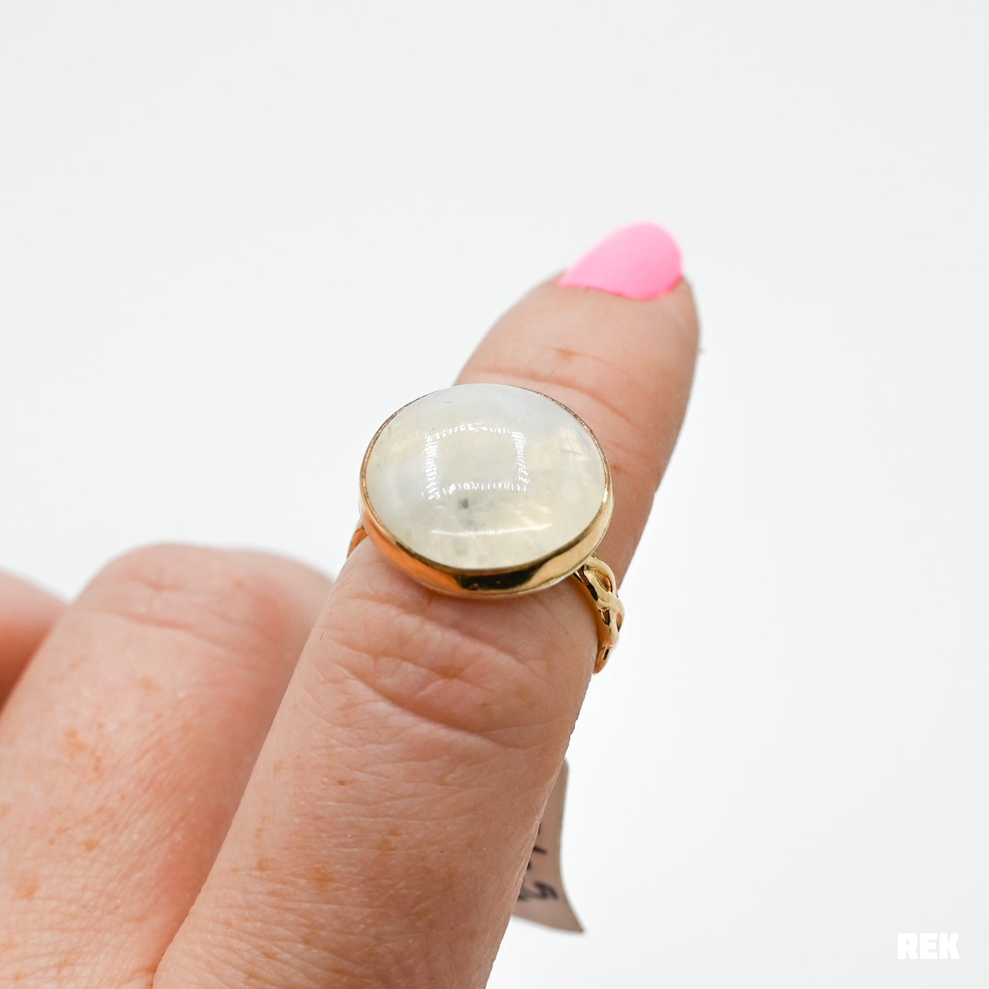Gold fill large rainbow moonstone size 6.5
