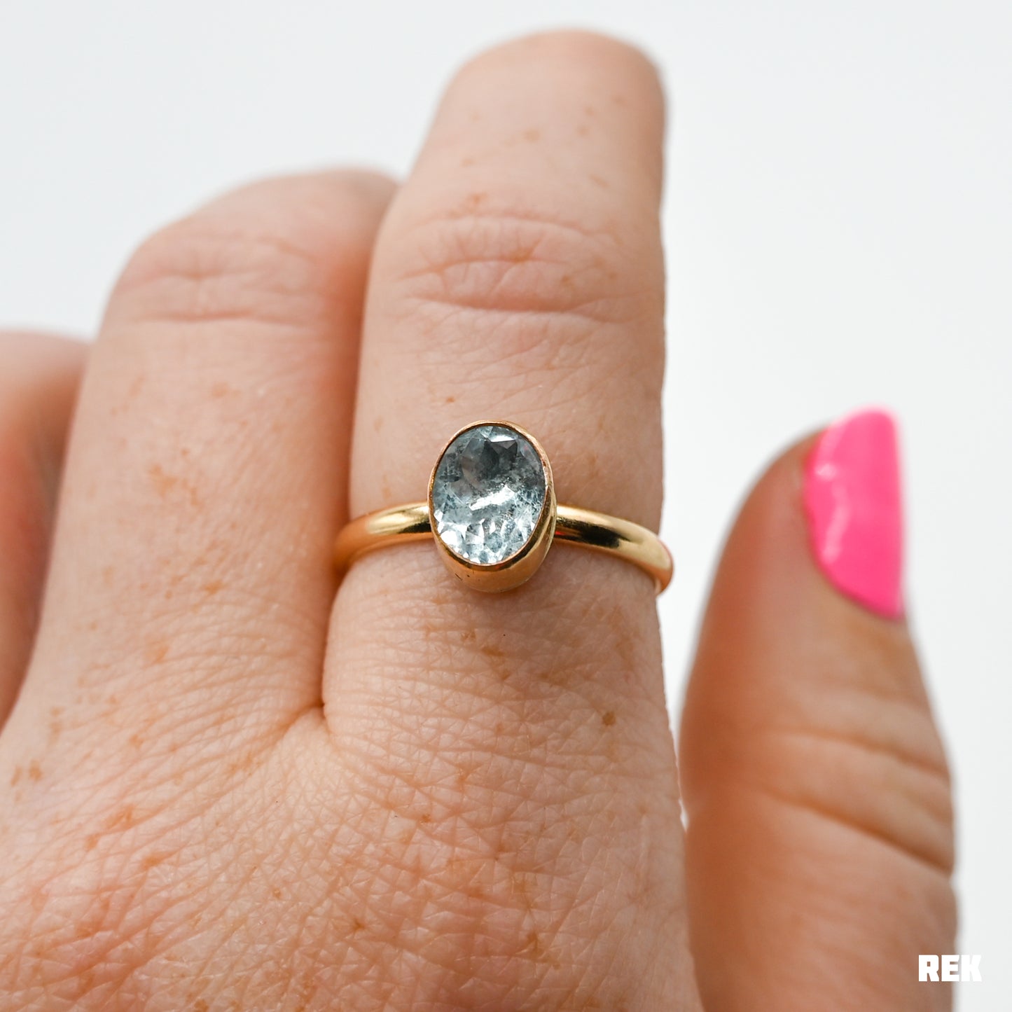 Gold fill 7x9 faceted aquamarine size 8.5