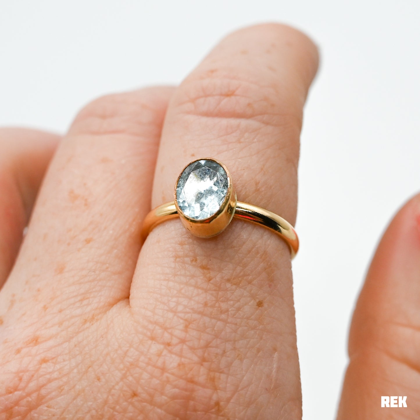Gold fill 7x9 faceted aquamarine size 8.5
