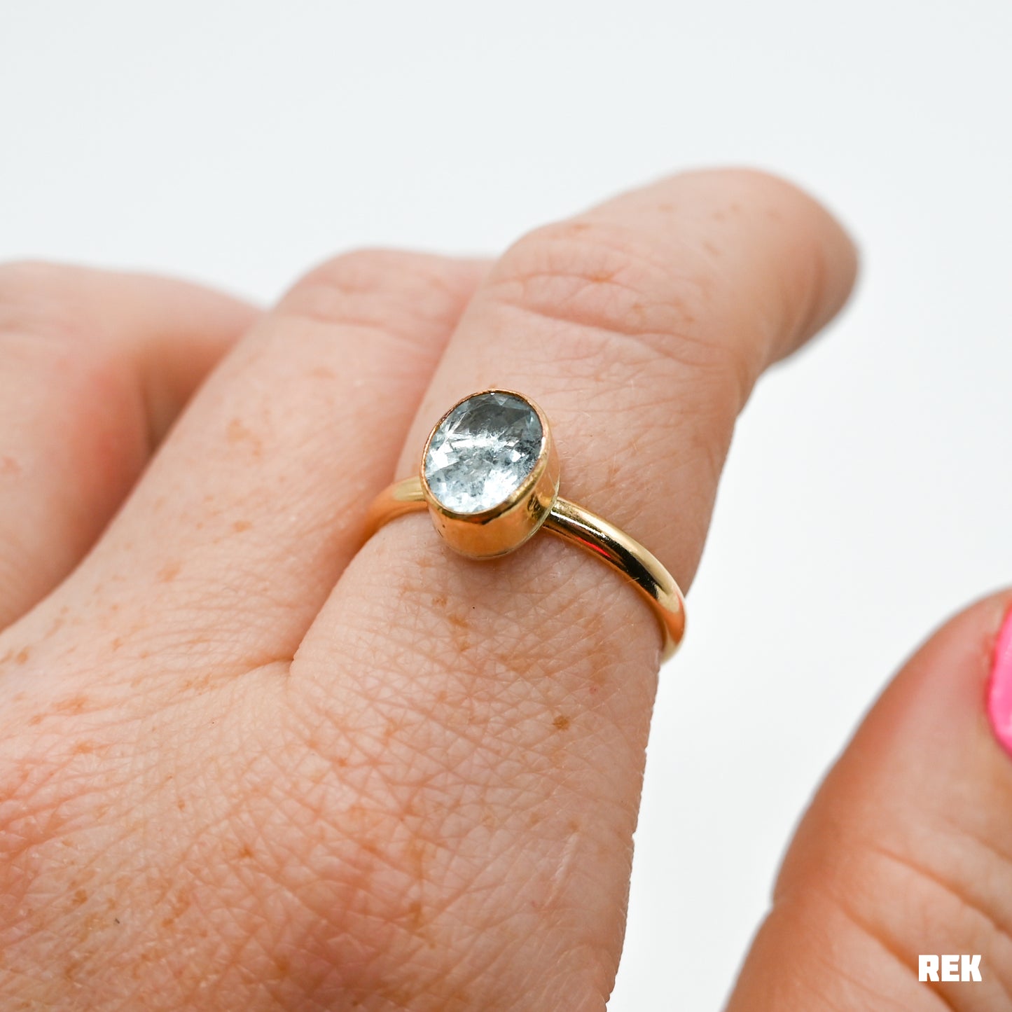 Gold fill 7x9 faceted aquamarine size 8.5