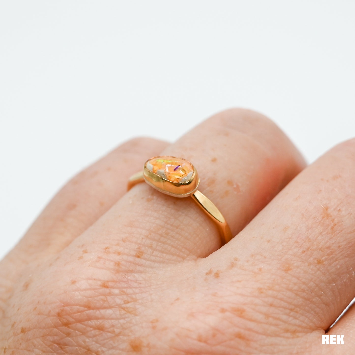 Gold fill Mexican fire opal size 7.25