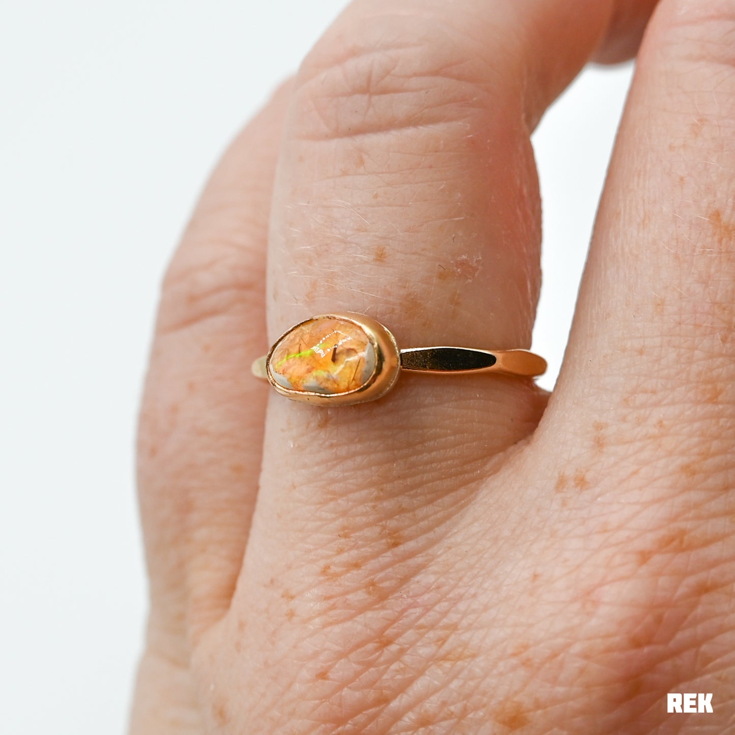 Gold fill Mexican fire opal size 7.25