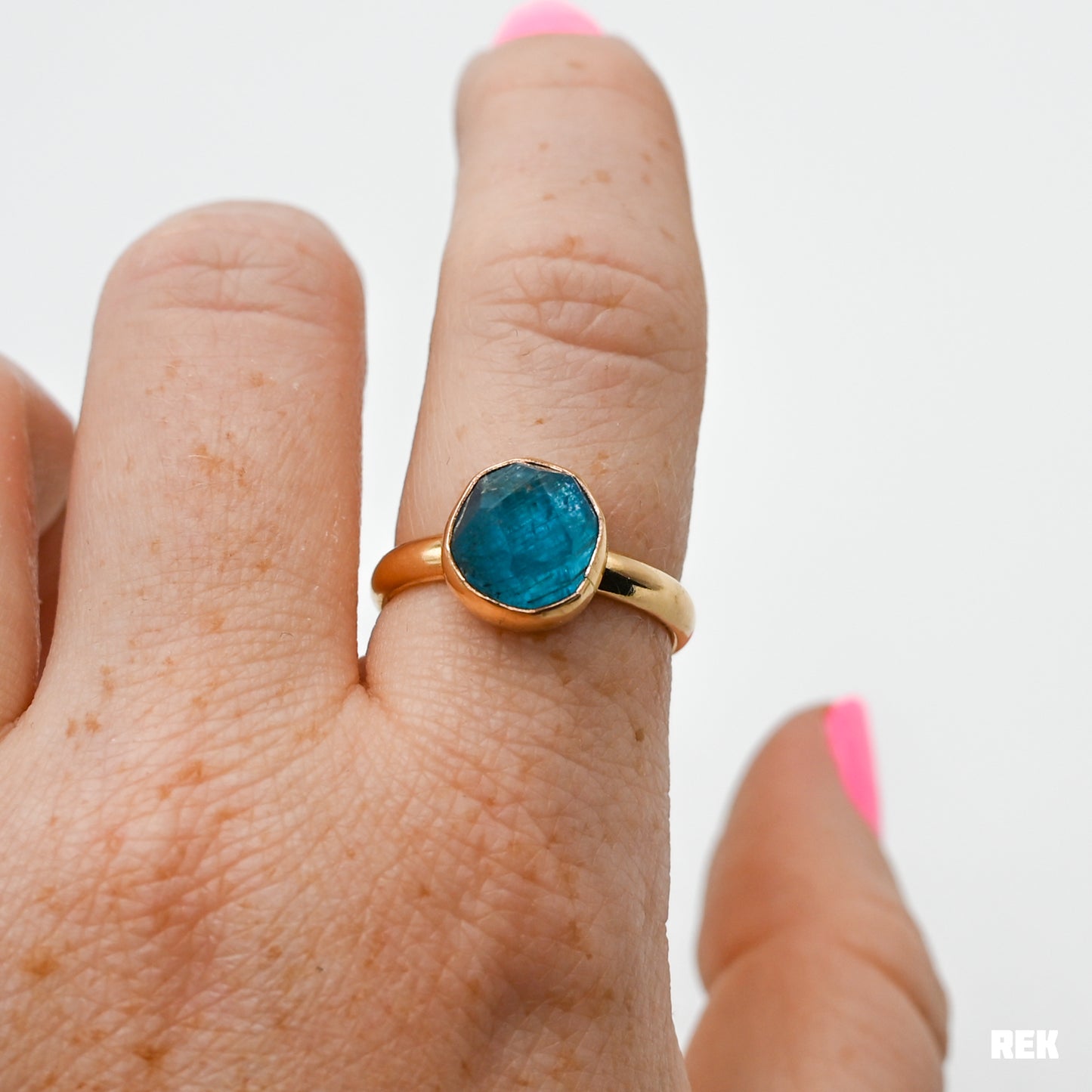 Gold fill rose cut blue apatite size 8.5