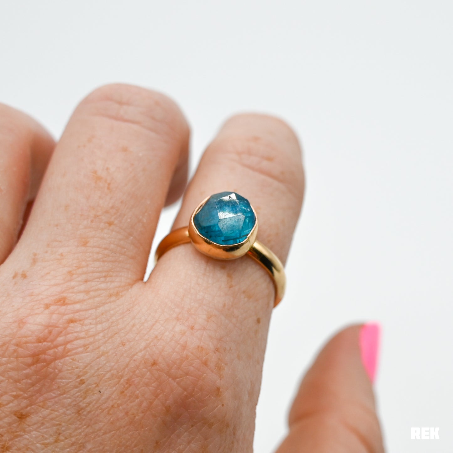 Gold fill rose cut blue apatite size 8.5