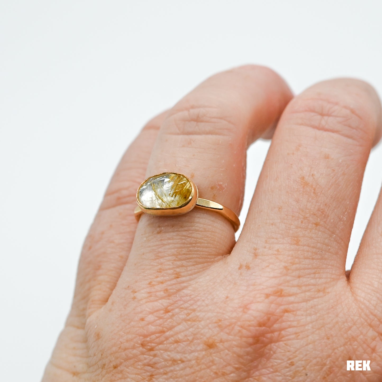 Gold fill rose cut rutile quartz size 6.75
