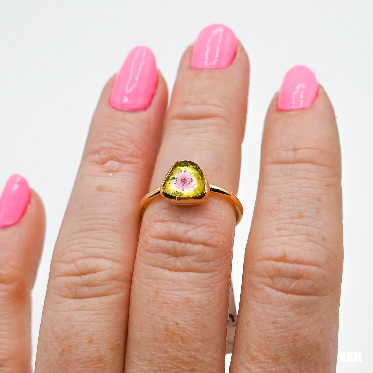 Gold fill watermelon tourmaline size 6.5