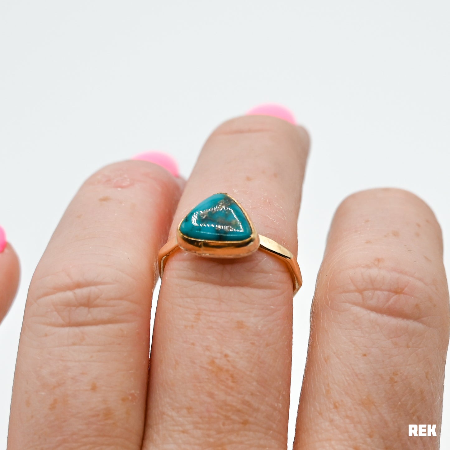 Gold fill Ma'anshan turquoise with pyrite size 7.25