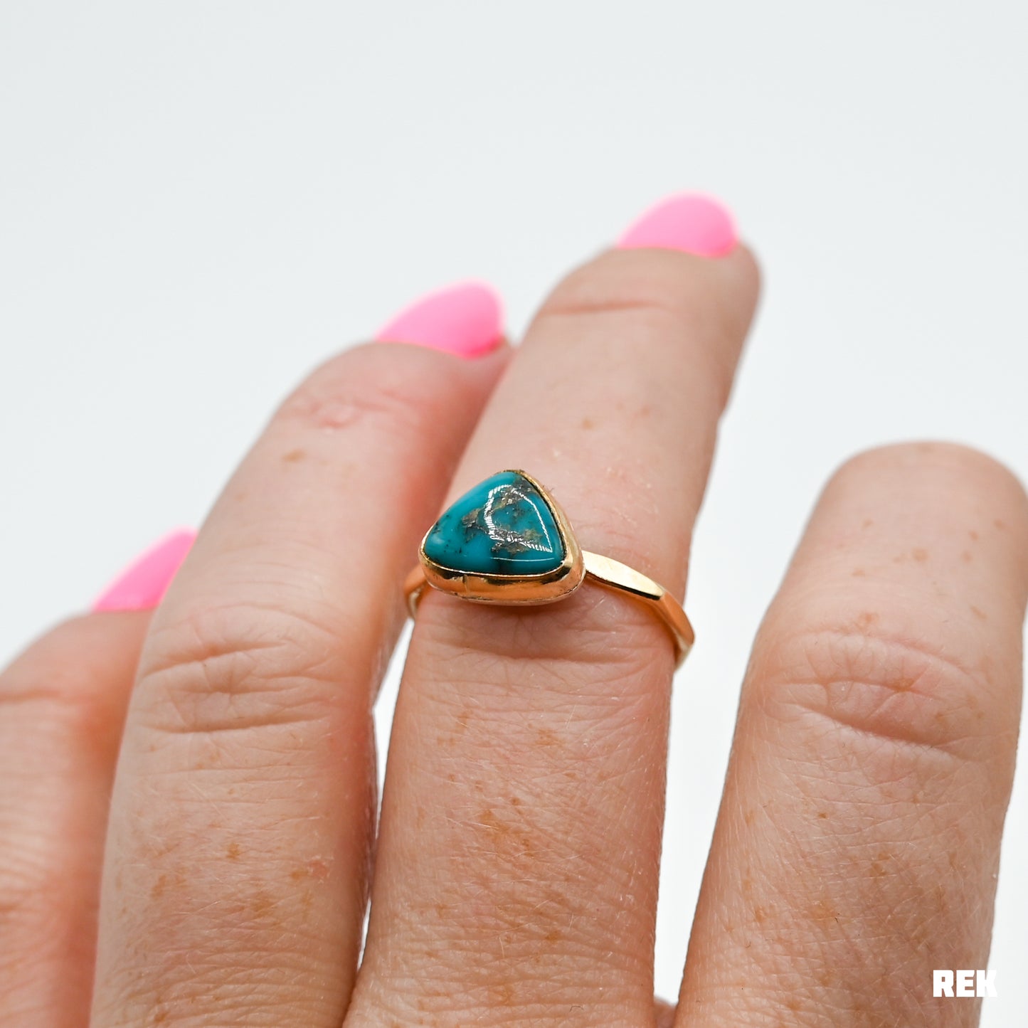 Gold fill Ma'anshan turquoise with pyrite size 7.25