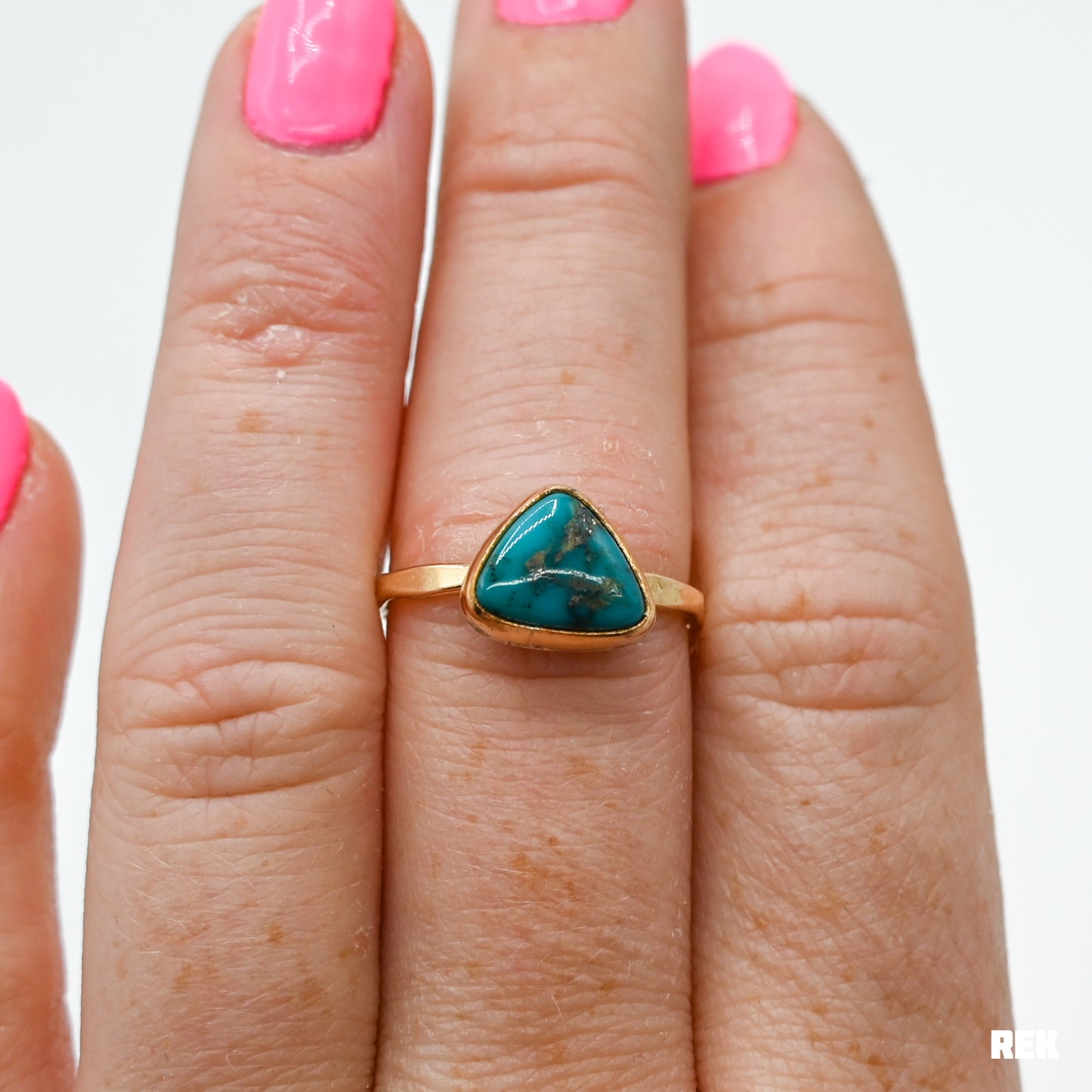 Gold fill Ma'anshan turquoise with pyrite size 7.25