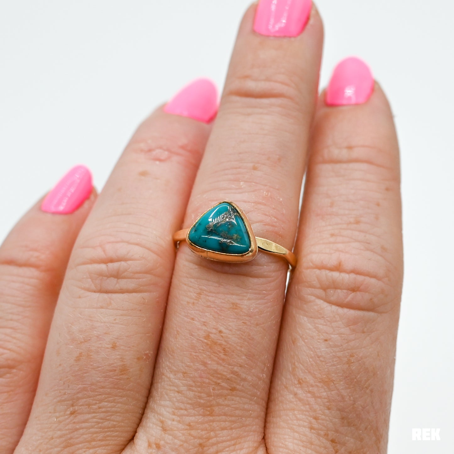 Gold fill Ma'anshan turquoise with pyrite size 7.25