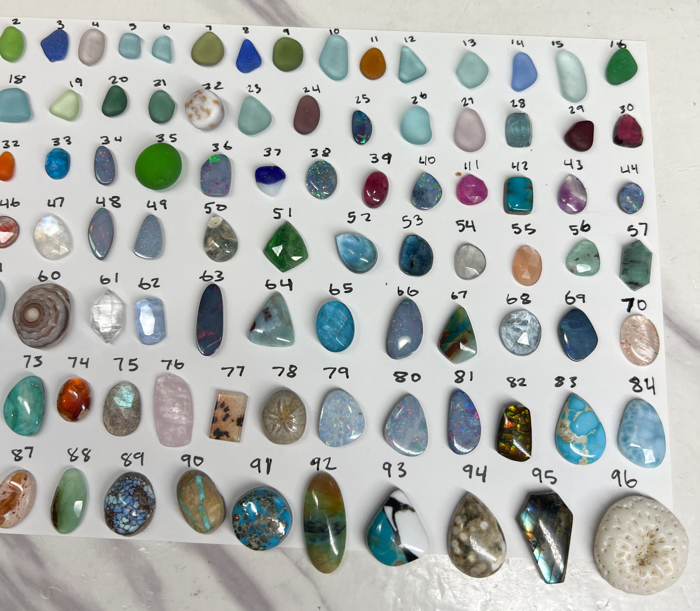 Custom gold and silver gem and sea glass rings!