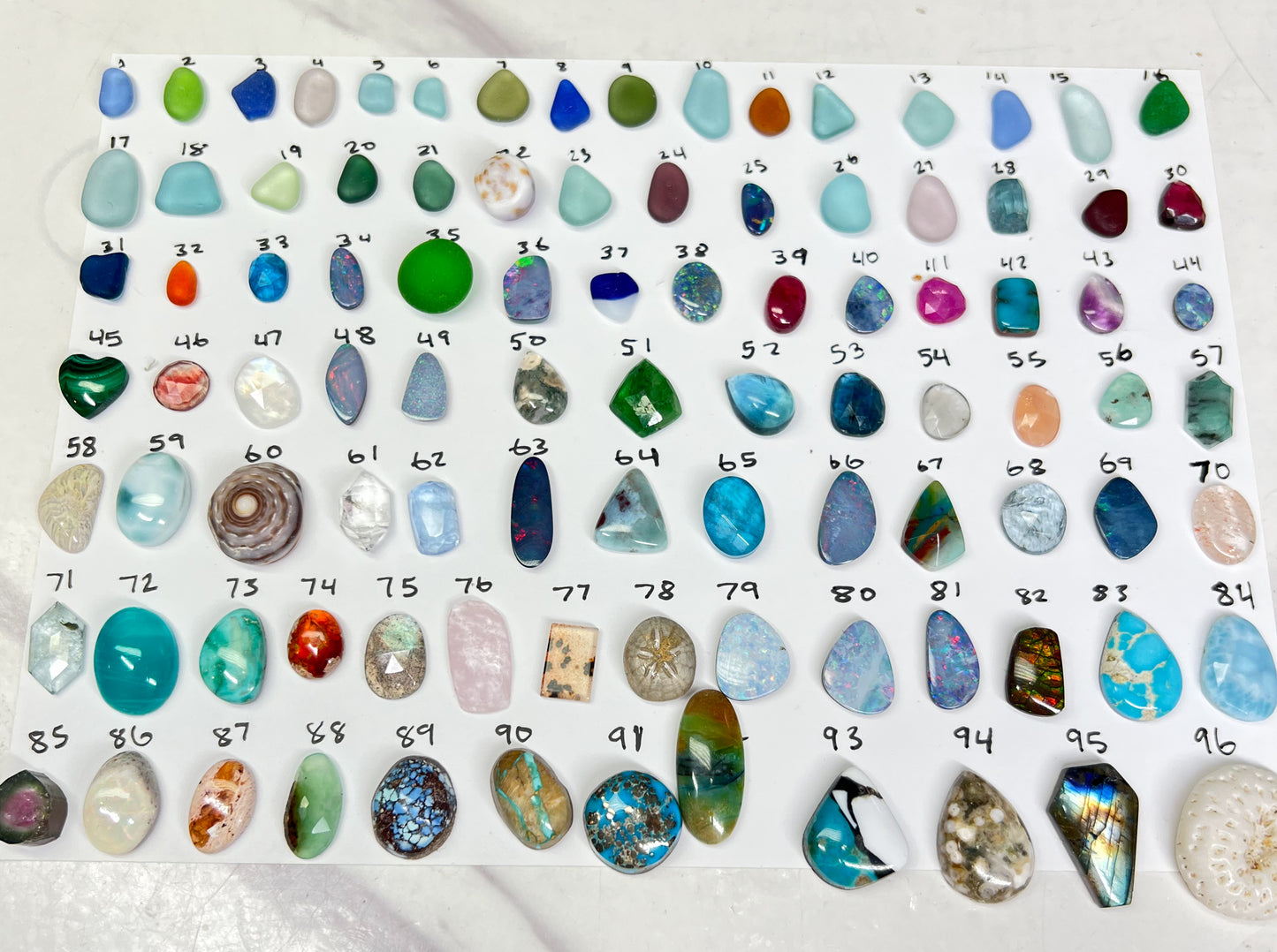 Custom gold and silver gem and sea glass rings!