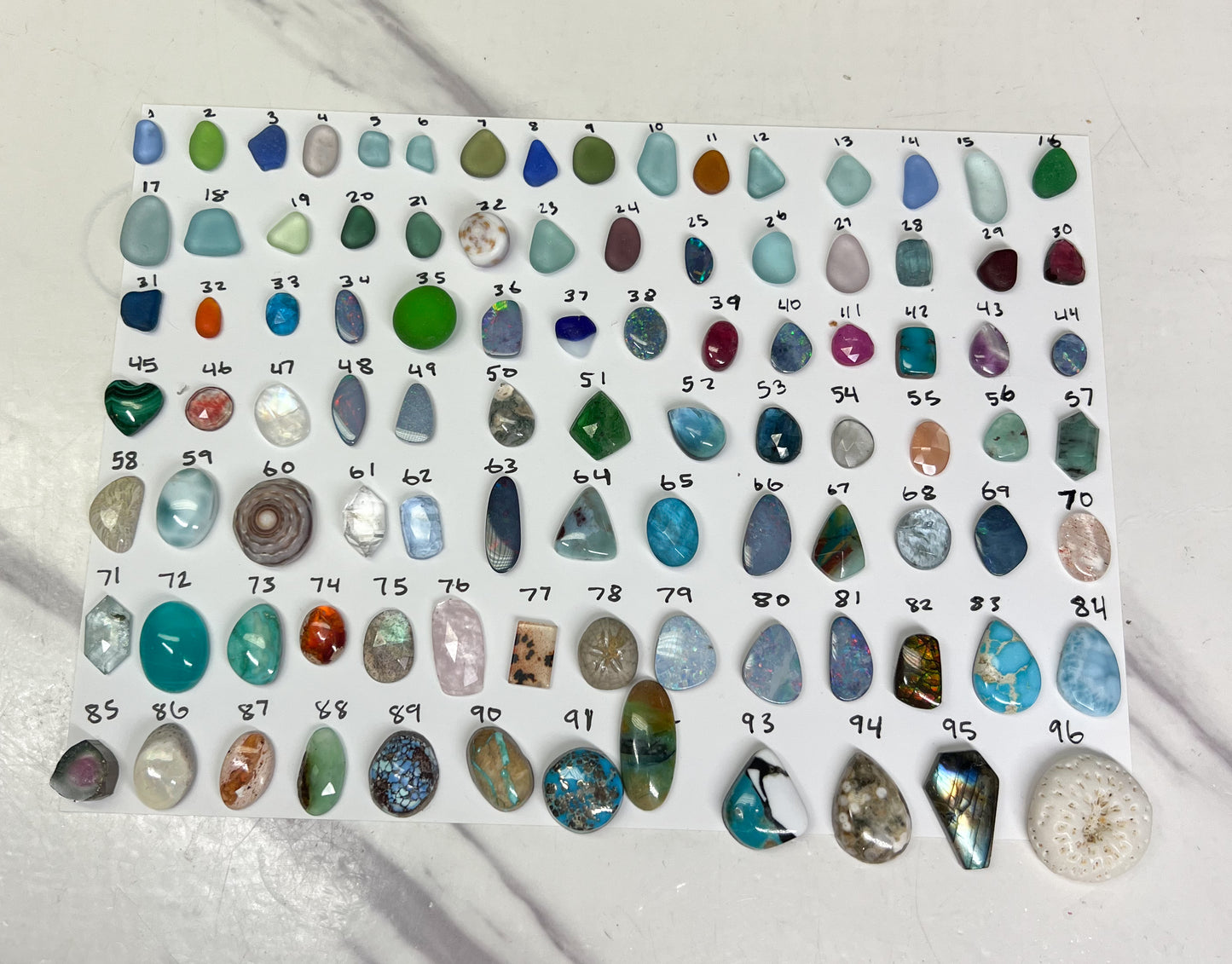 Custom gold and silver gem and sea glass rings!