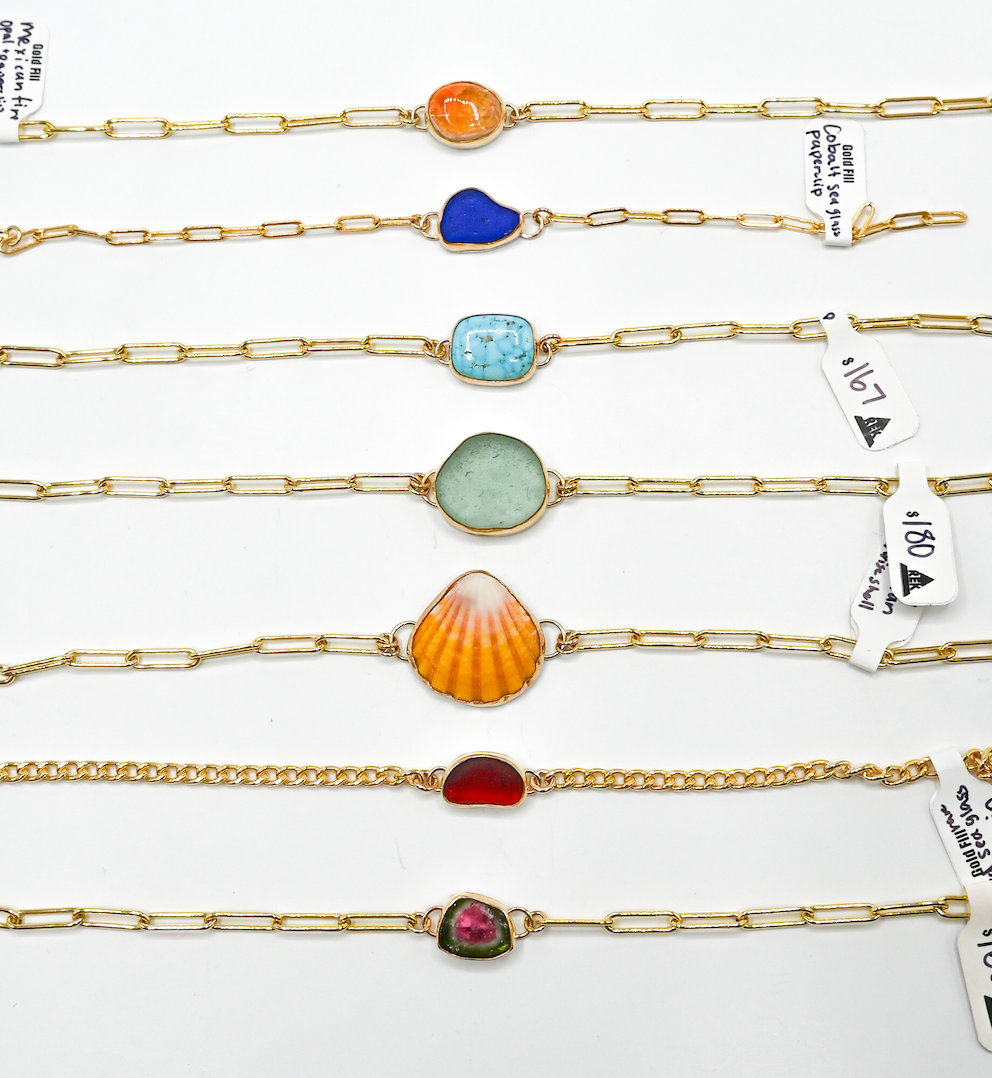 Gold fill Hawaiian Sunrise shell paperclip bracelet