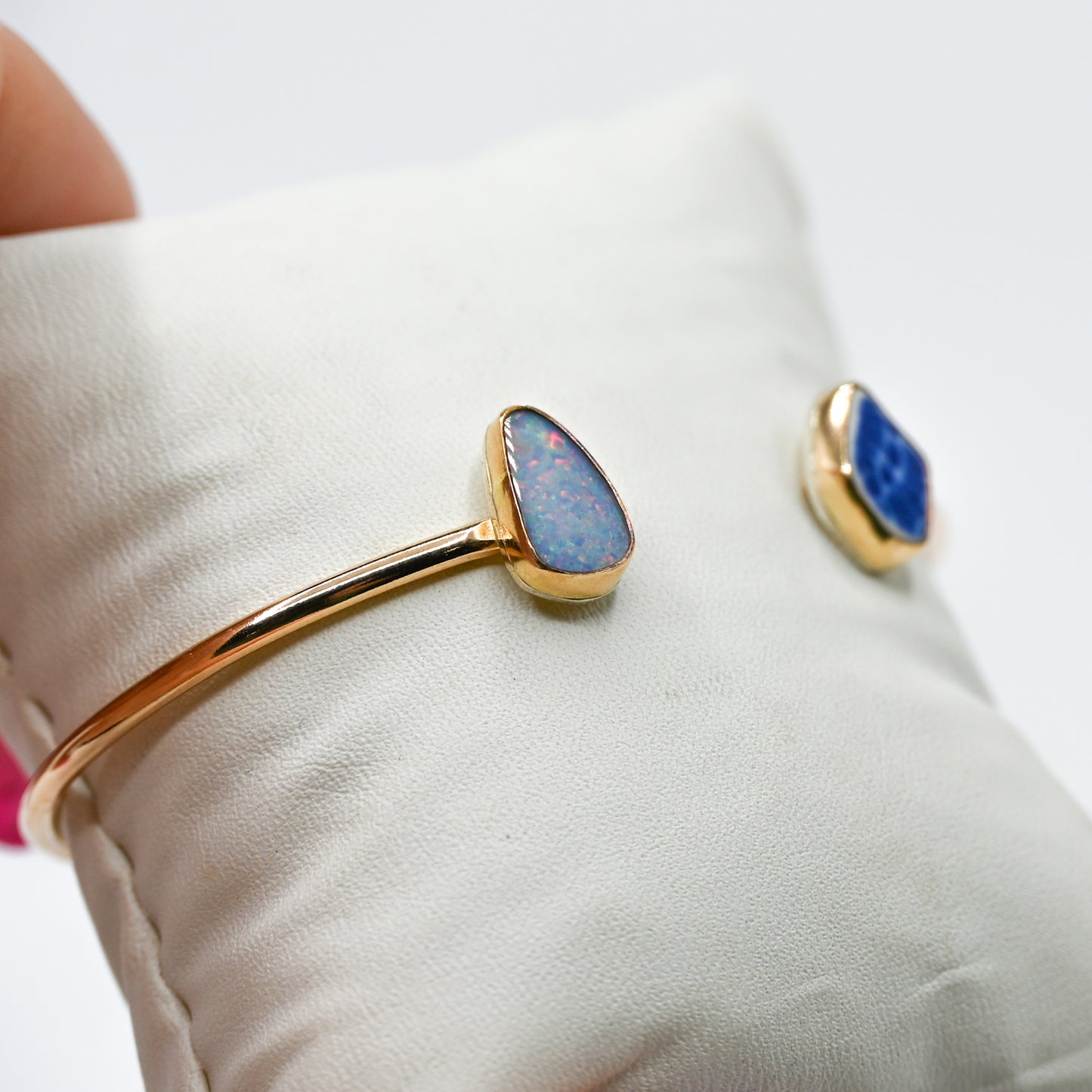 Gold fill Australian opal and sea pottery cuff