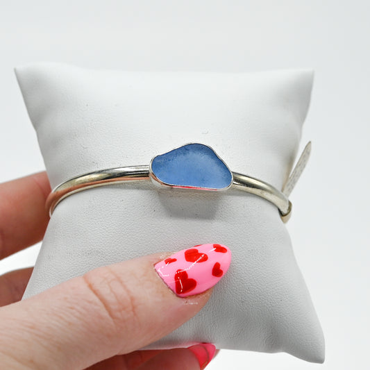Cornflower sea glass cuff