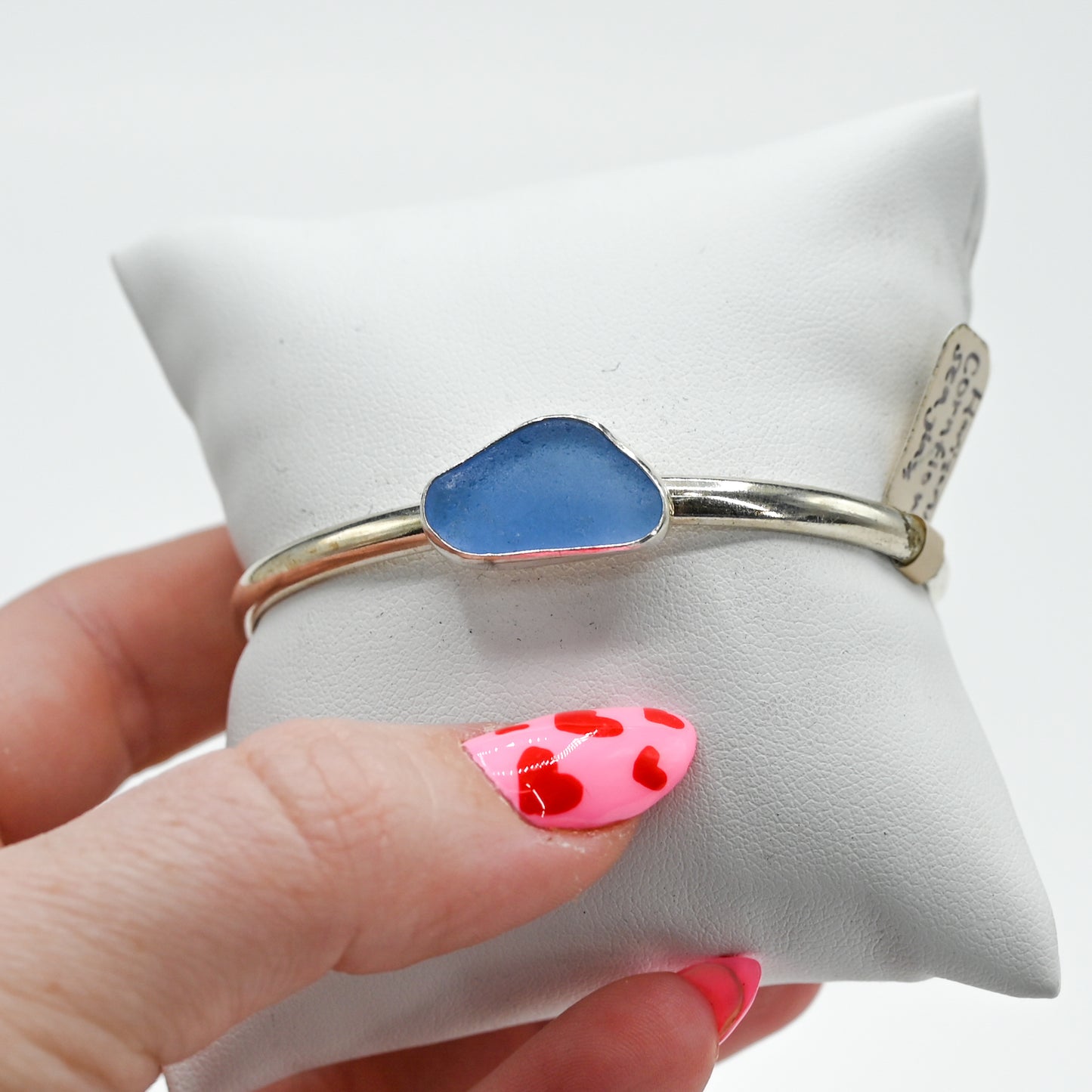 Cornflower sea glass cuff