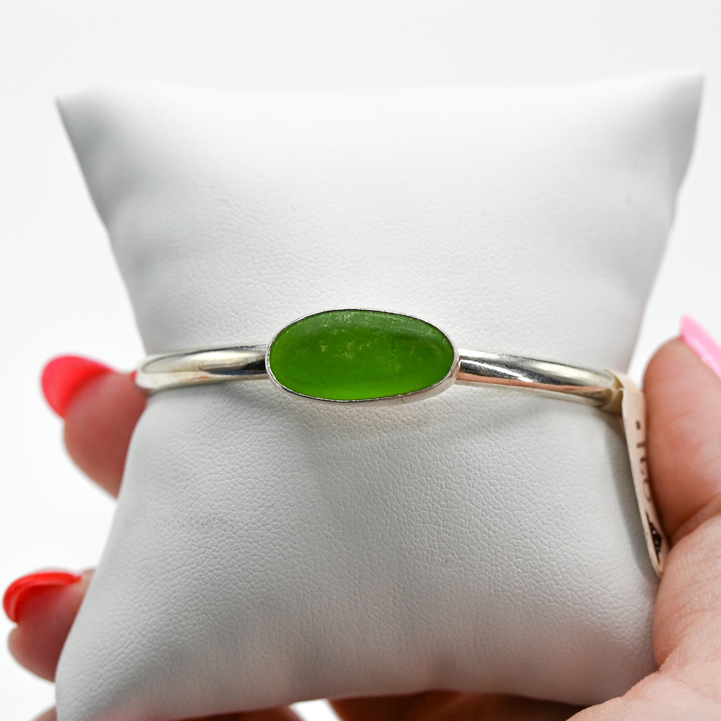 Horizontal lime green sea glass cuff