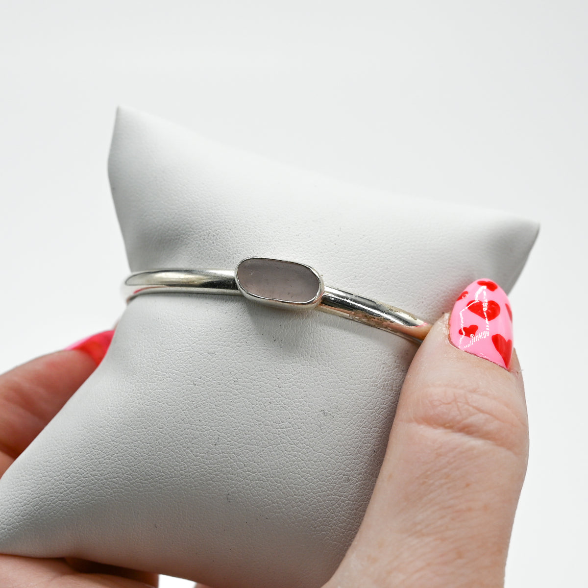 Horizontal lavender sea glass cuff