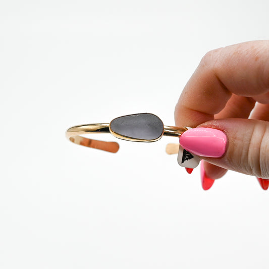 Gold fill horizontal lavender sea glass cuff