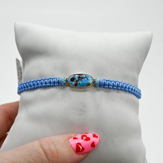 Gold fill golden hills/lavender turquoise macrame bracelet