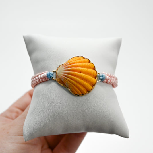 Gold fill Hawaiian sunrise shell macrame bracelet