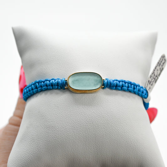 Gold fill perfect aqua sea glass macrame bracelet