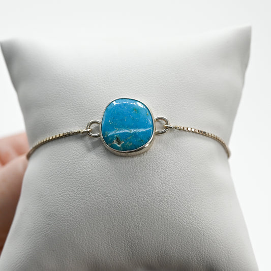 Adjustable kingman turquoise bracelet