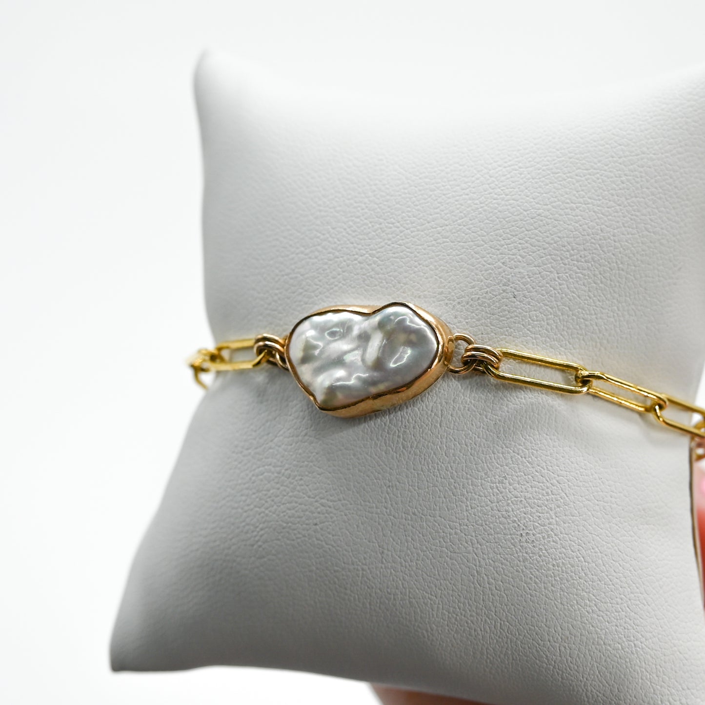 Gold fill large keshi pearl bracelet