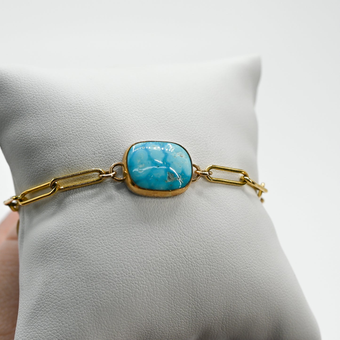 Gold fill kingman turquoise bracelet