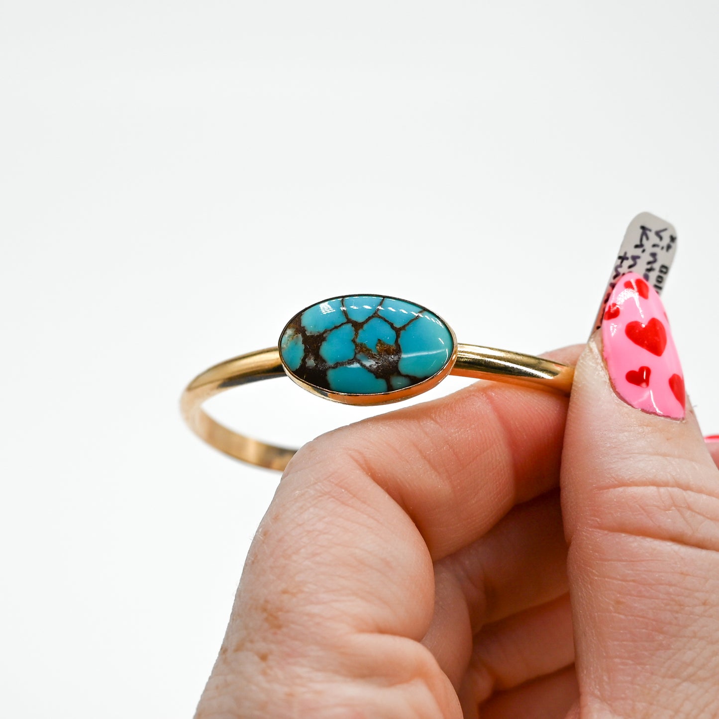Gold fill xl vintage spiderweb kingman turquoise cuff
