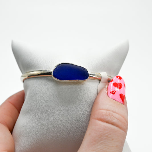 Horizontal cobalt sea glass cuff
