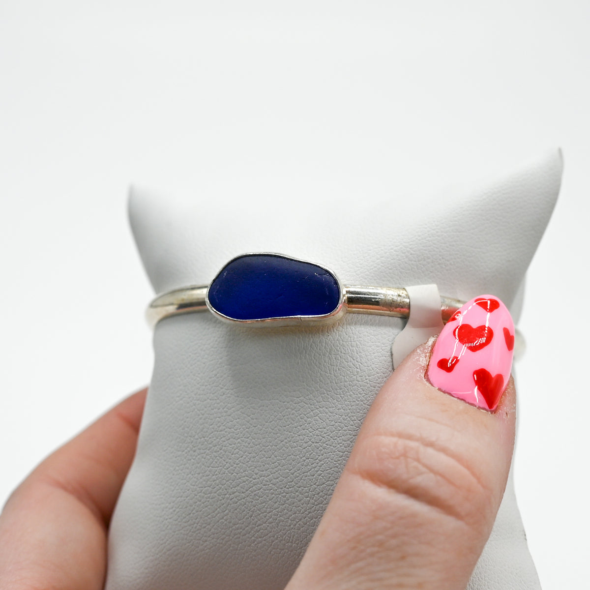 Horizontal cobalt sea glass cuff