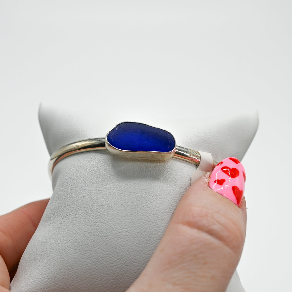 Horizontal cobalt sea glass cuff