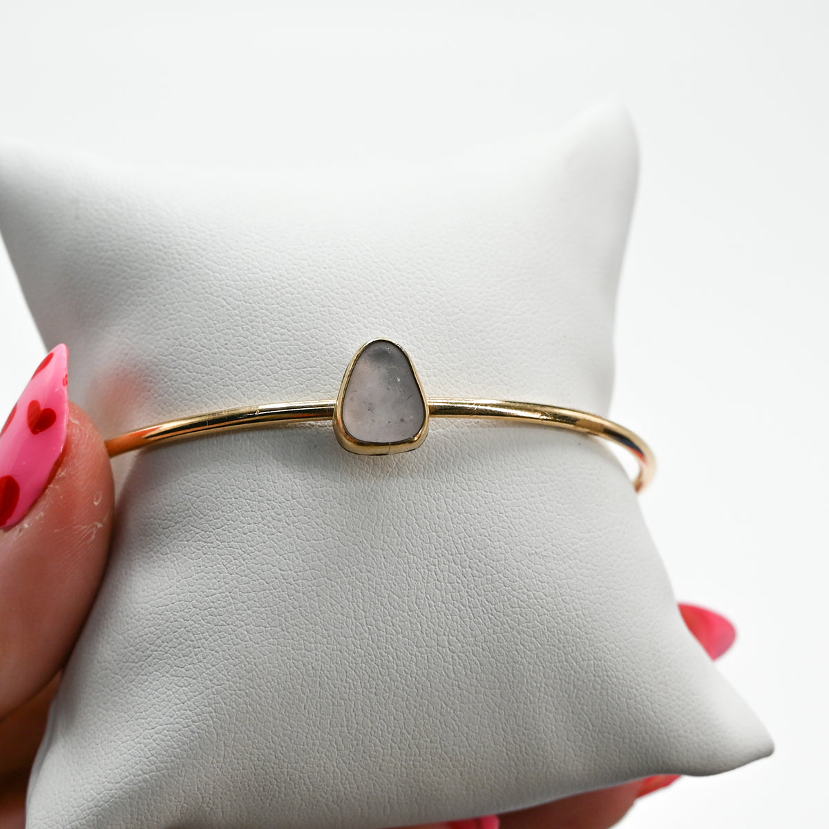 Gold fill lavender sea glass cuff