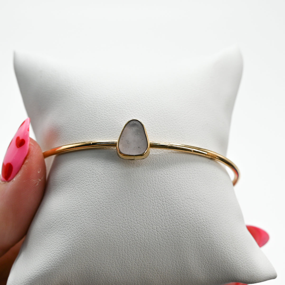 Gold fill lavender sea glass cuff