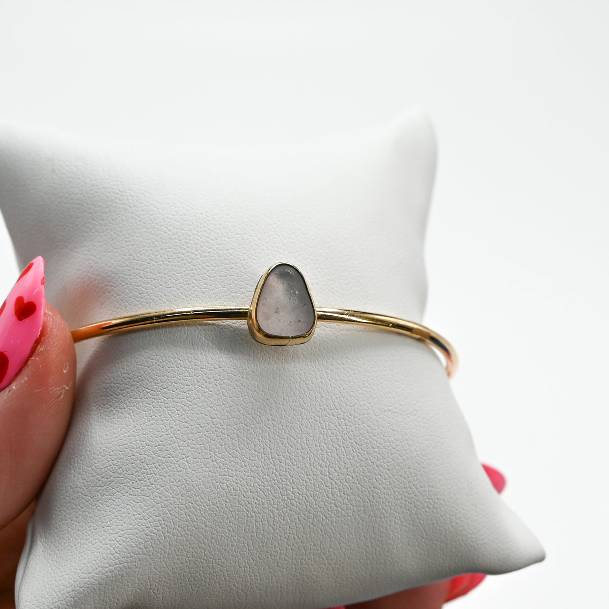 Gold fill lavender sea glass cuff