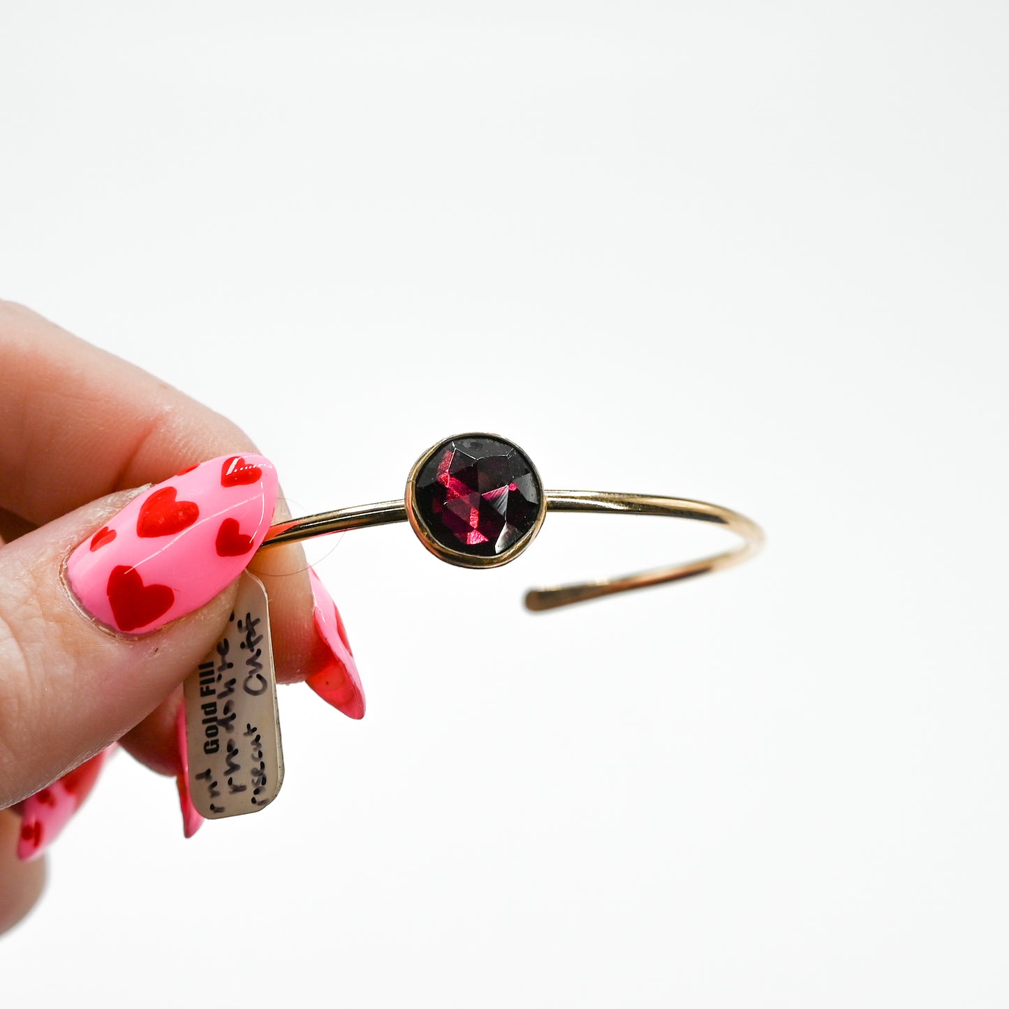 Gold fill rose cut rhodolite garnet cuff