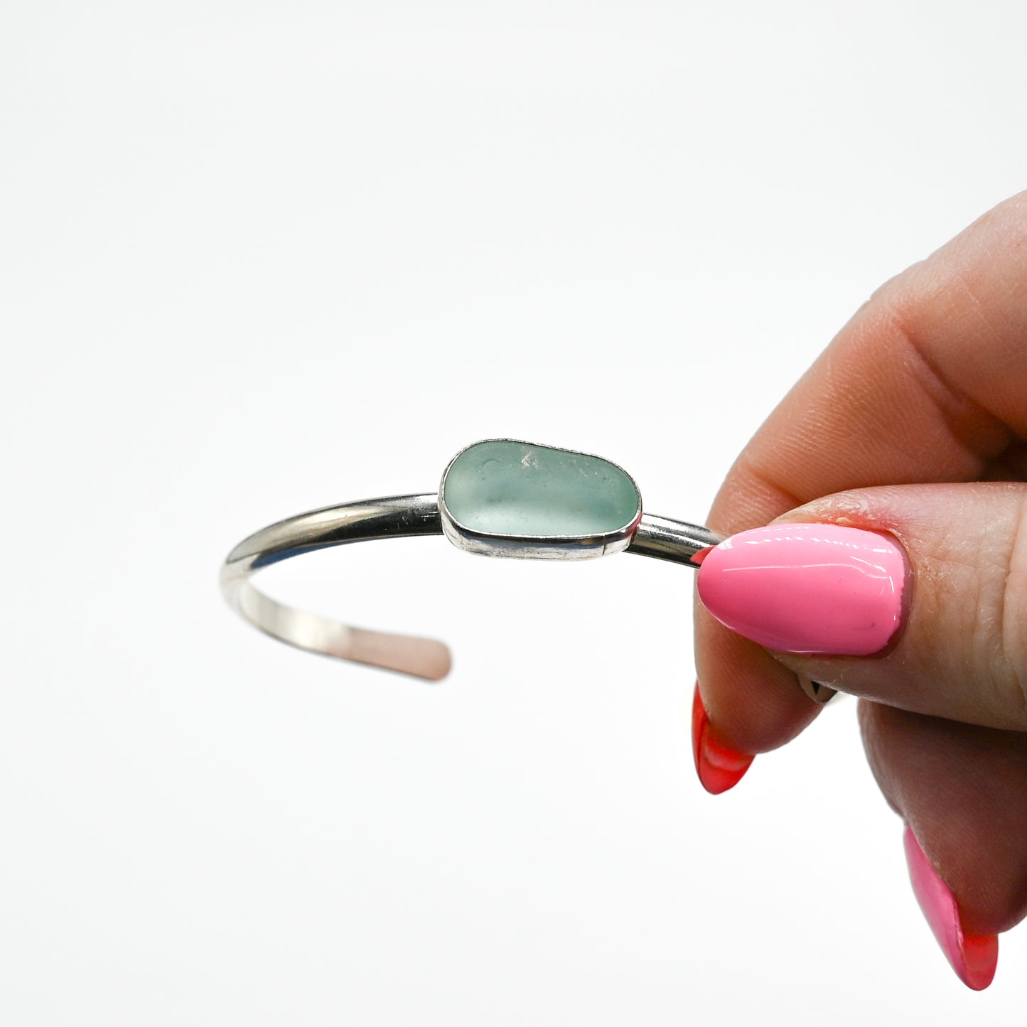 Horizontal sea foam sea glass cuff