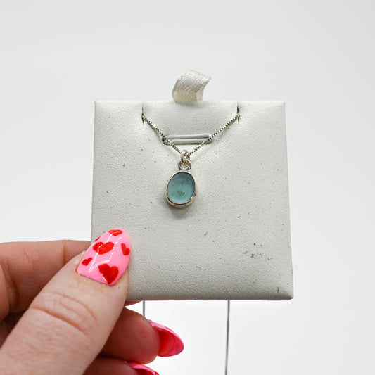 Aqua sea glass necklace