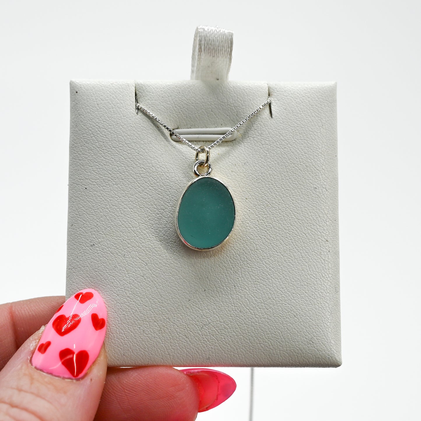Aqua sea glass necklace