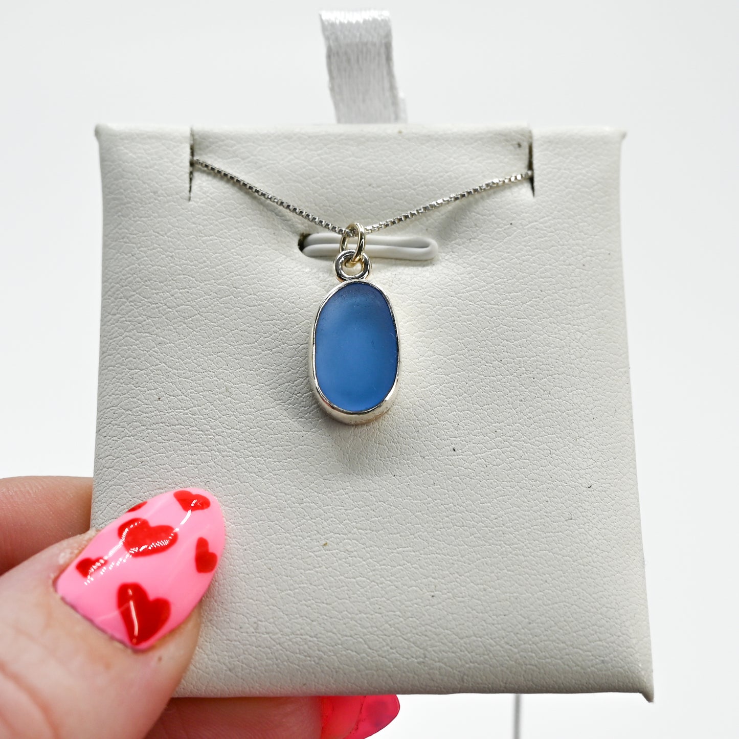 Cornflower sea glass necklace