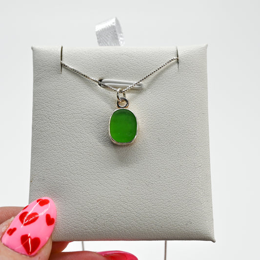 Green sea glass necklace