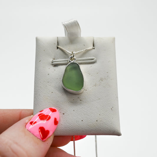 Sage green sea glass necklace