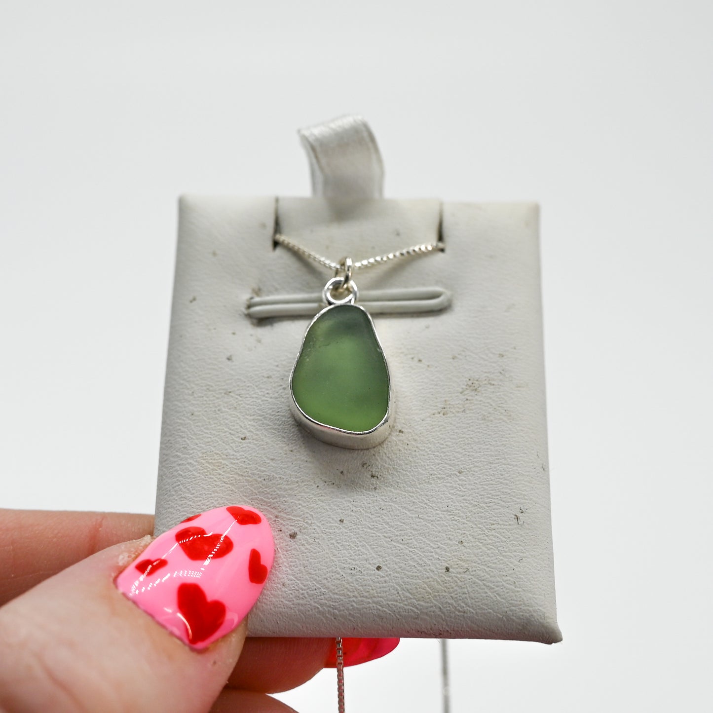 Sage green sea glass necklace