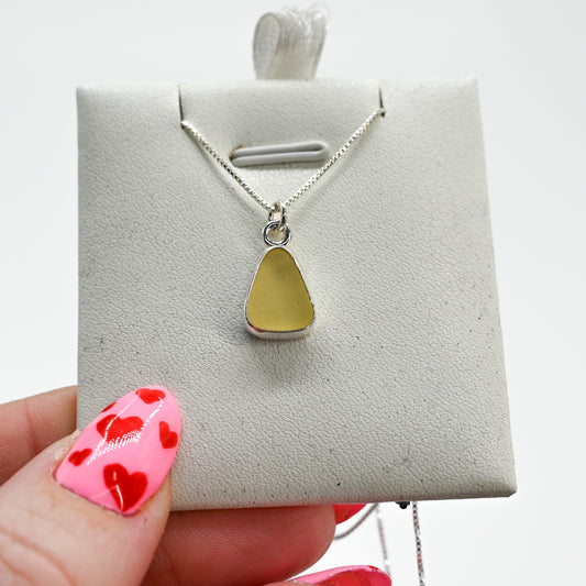 Yellow sea glass necklace
