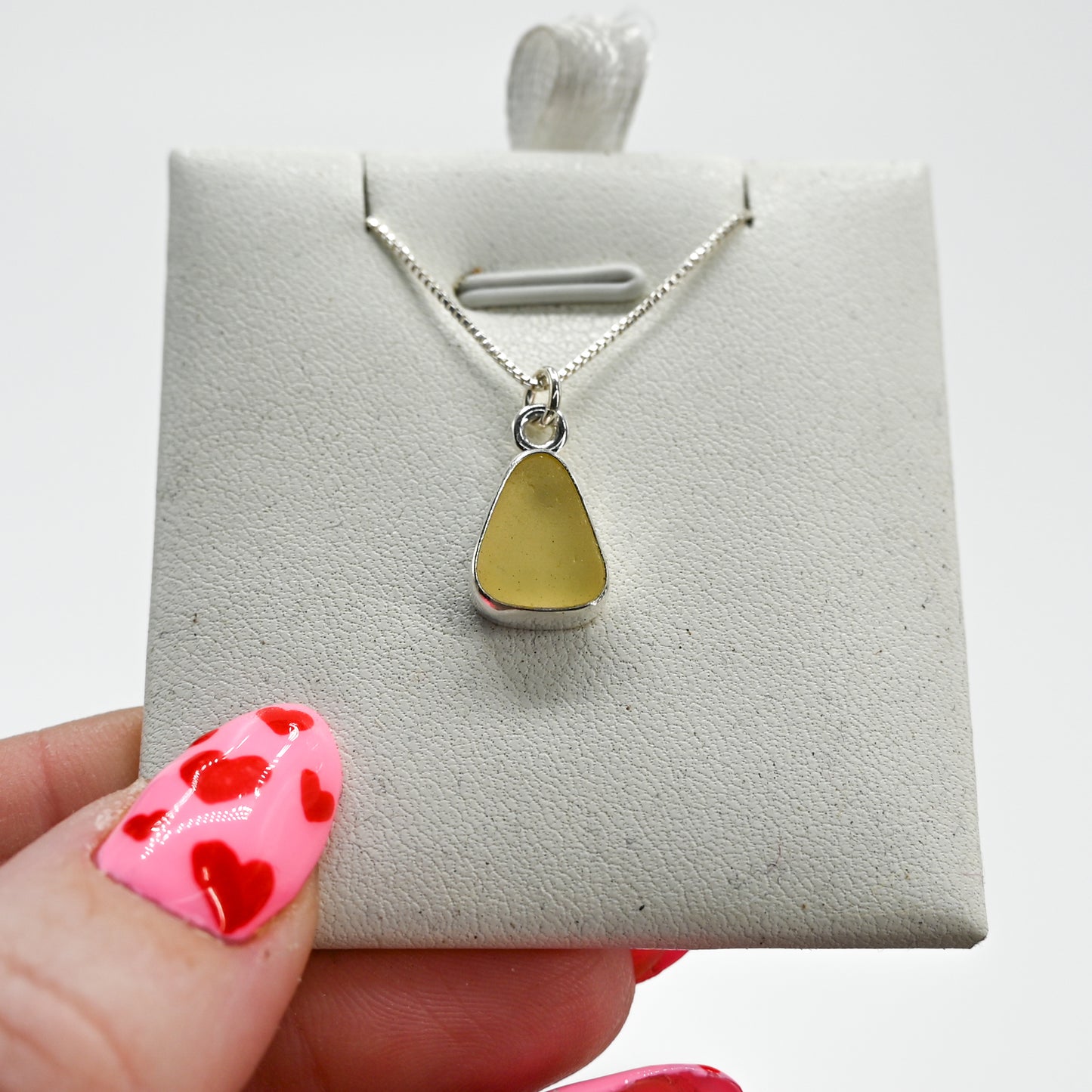 Yellow sea glass necklace